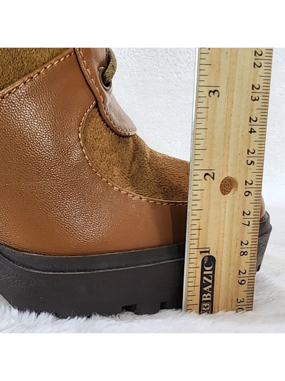 NIB Park Ave Brown / Tan Faux Suede Chunky Platform High Heel Ankle Boots - Picture 12 of 12